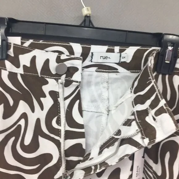 New Rue21‎ Skate High Rise Straight Leg Brown White Jeans Size 3X Women - Picture 6 of 12